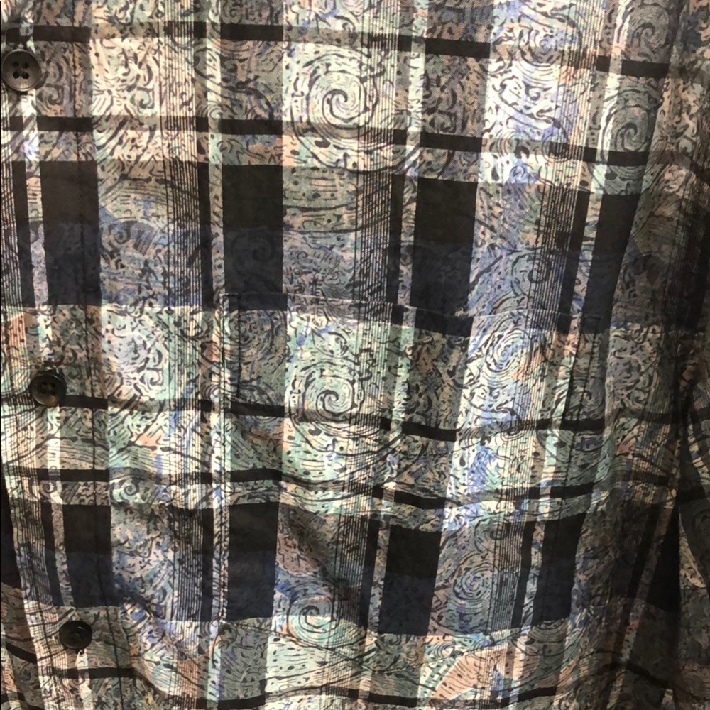 John Randall Blue and Black Casual Button Down Shirt - Picture 3 of 4